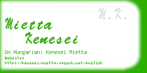 mietta kenesei business card